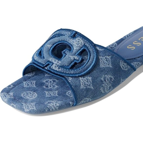 GUESS Tarishae Women's Sandals Medium Blue Denim/White - Picture 6 of 6